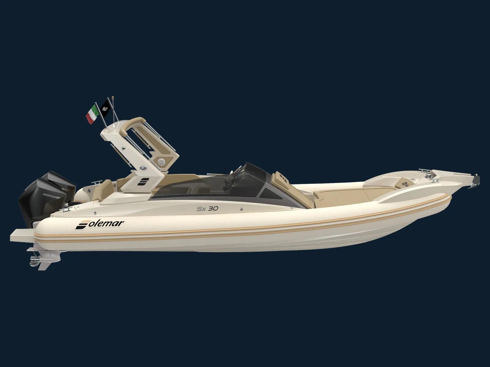 Solemar SX30 — gumenjak 9,11 m, studijski prikaz, bočni pogled